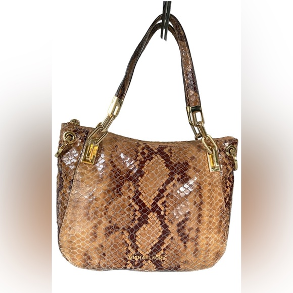 Michael Kors Brooke Medium Embossed Python
Leather Shoulder Tote. - Picture 2 of 10